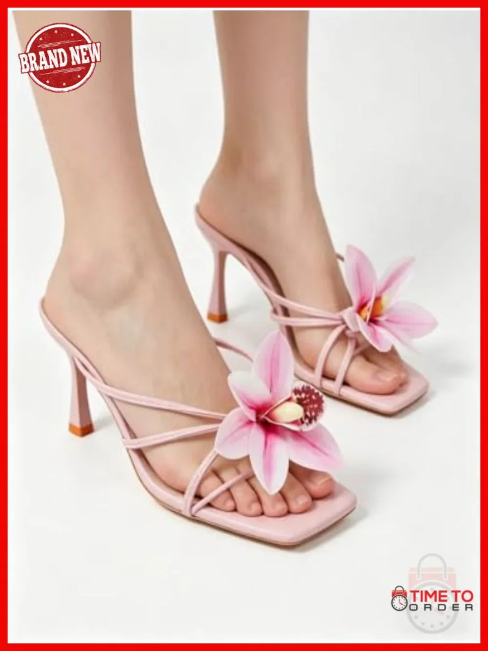 Floral Kitten Heels Open Toe Slingback Heeled Sandals